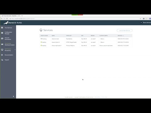 MariaDB SkySQL Demo: Setting Up A Service