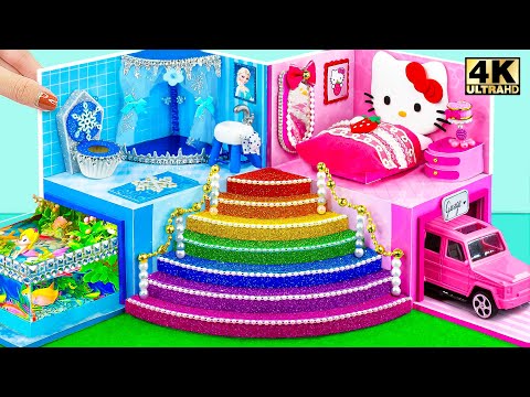 Basit Fikirler Hello Kitty'ye Karşı Elsa Evi'ni Sıcak ve Soğuk Tarzda İnşa Edin ❤️ DIY Minyatür