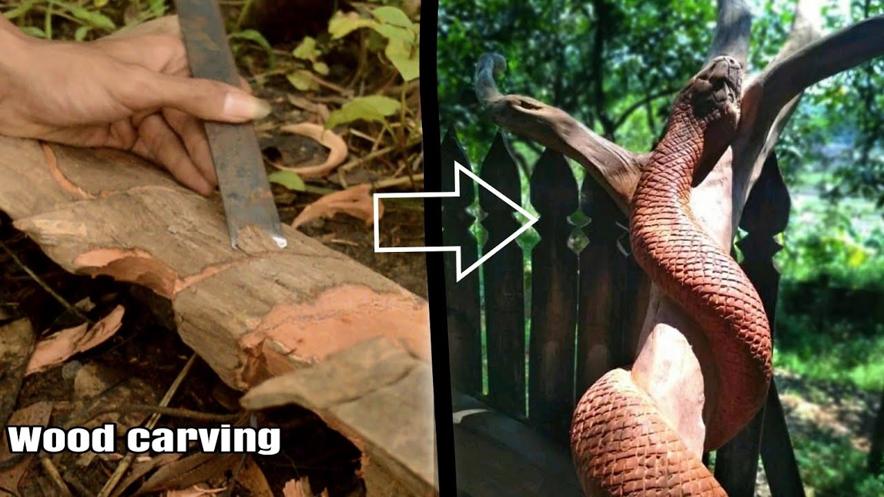 WOOD CARVING SNAKE carving snakes from wood roots creative ideas