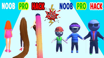 Perfect Level #5 NOOB VS PRO VS HACKER in Hair Challenge vs Roof Rails - gameplay android ios