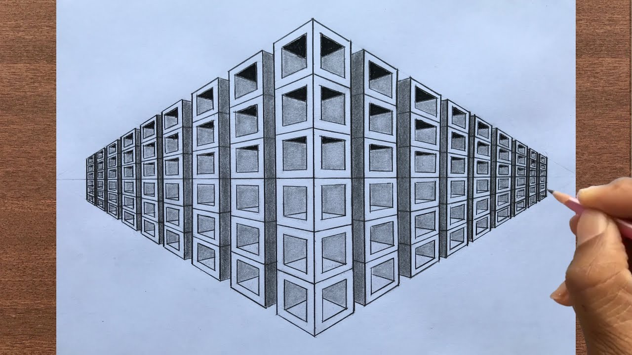 How to Draw Hollow Blocks in 2Point Perspective Step by Step YouTube