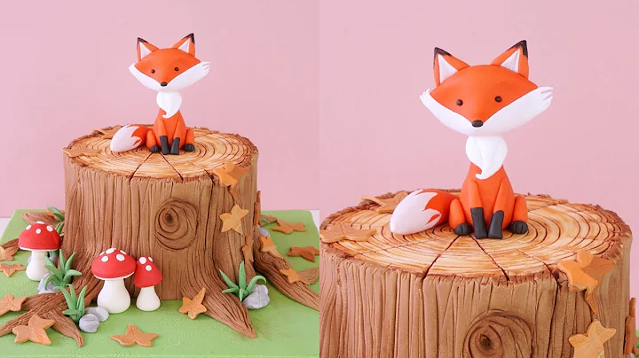 Woodland Tree Trunk Cake with a Fondant Fox | Fore...