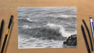 How to Draw Waves in Charcoal  Full Length Drawing Tutorial