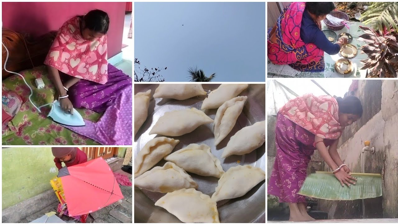 সারাদিনে আমাদের বাড়িতে কটা ঘুড়ি ধরলাম? রাতে তিন রকম পিঠা তৈরি হল😋 Bengali vlog