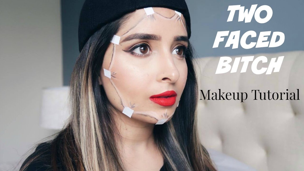 Two Faced Bitch Mask Halloween Makeup Tutorial