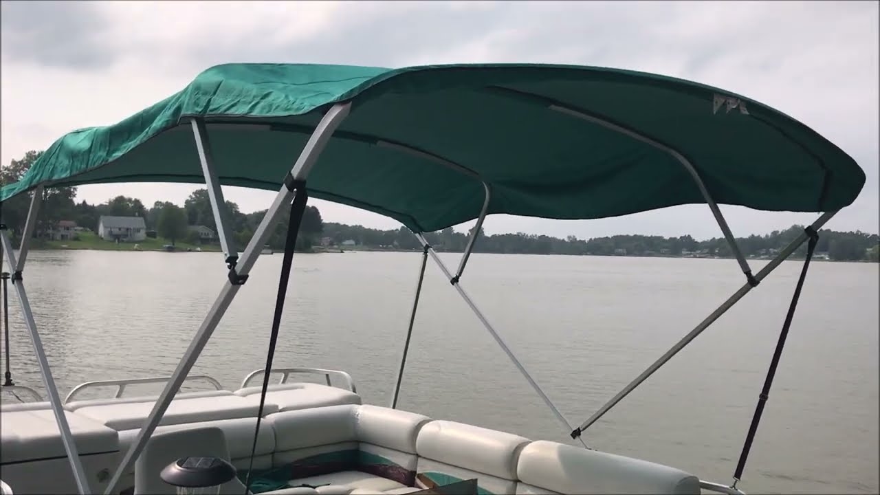 Vortex 4 Bow Bimini Top For Boat – 8ft Long, 79-84" Wide, 54" High, Navy Blue Complete Kit - View #3