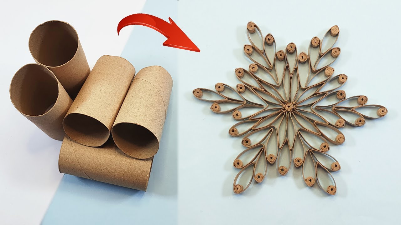 How to Make a Snowflake from Toilet Paper Roll - Easy Snowflake DIY ...