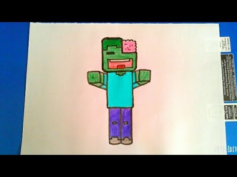 Minecraft: Como desenhar o Zumbi Cartoon 