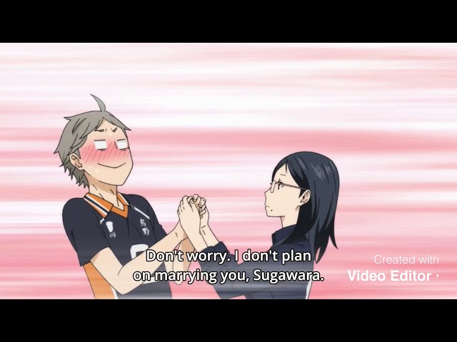 Haikyuu!! Kiyoko holds sugawaras hands class=