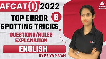 AFCAT 1 2022 |  English  | Top Error spotting Tricks Questions | Rules | Explanation #6