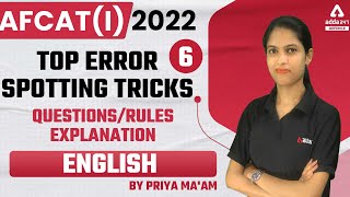AFCAT 1 2022 |  English  | Top Error spotting Tricks Questions | Rules | Explanation 6