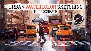 How To Paint A Loose Watercolor Urban Landscape In Procreate