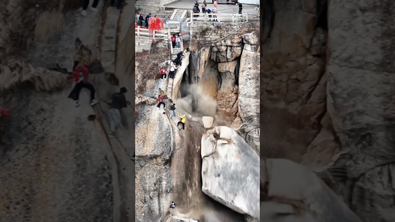 Mountain Cracks Open With Tourists Still On It In Terrifying Moment