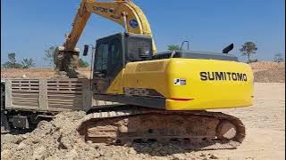 รีวิว เจอดินดาน SUMITOMO SH210-F6 คนขับจัดหนักจัดเต็ม VICTOR 500 ตั้งรับ excavator and truck