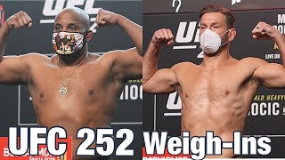 See daniel cormier and the champion, stipe miocic, weigh in at
official ufc 252 weigh-ins. website: http://www.mmaweekly.com/
subscribe on : https...