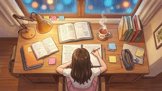 🌧️ Late-Night Study Session in my Cozy Apartment ☕ | Rainy Night ASMR | Ghibli Inspired Relaxation