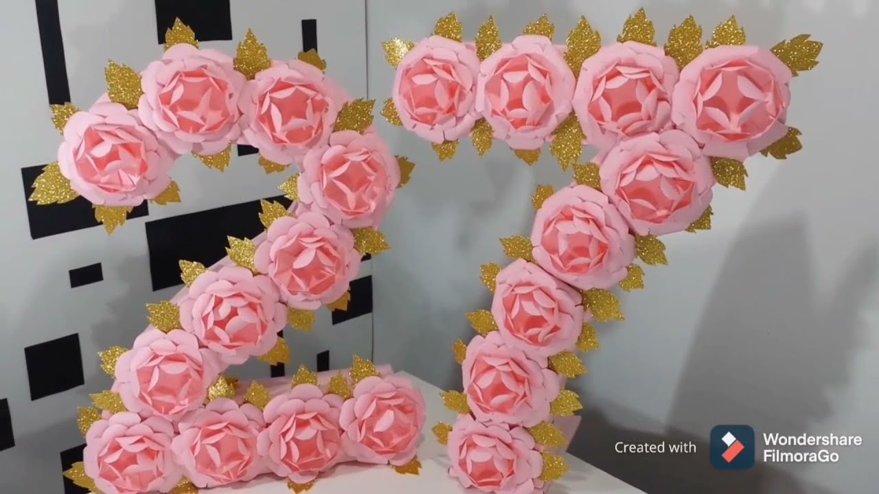 número con flores para cumpleaños(como hacer numero decorativo ) decoración para cumpleaños