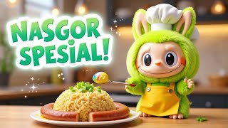 Chef Labubu Cooks Special Fried Rice😋🍳#labubu #Indonesianchildrensongs #childrenssongs