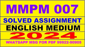 mmpm 7 solved assignment 2024 | mmpm 7 solved assignment in english 2023-24 | mmpm 7 2024
