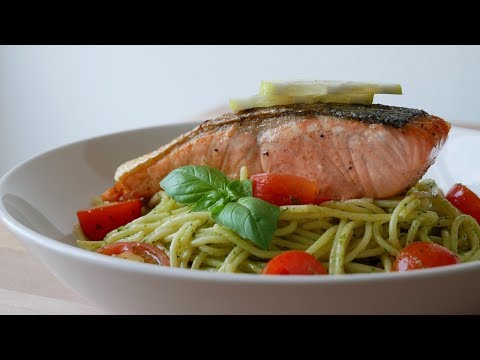 Pasta with Pesto Sauce & Salmon (Recipe) || [ENG SUBS]