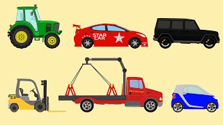 Learn Street Vehicles Names For Children. Racing Car. Tow Truck. Tractor