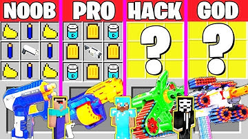 Minecraft Battle: SUPER NERF GUN CRAFTING CHALLENGE - NOOB vs PRO vs HACKER vs GOD - Animation
