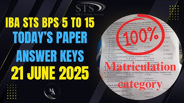 Today BPS 5 to 15 test | Answer Key | 21 June 2025 Test | Matriculation Category | IBA STS test #sts