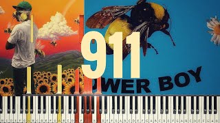 Tyler The Creator - 911 [#reggiewatkins piano synthesia tutorial] chords