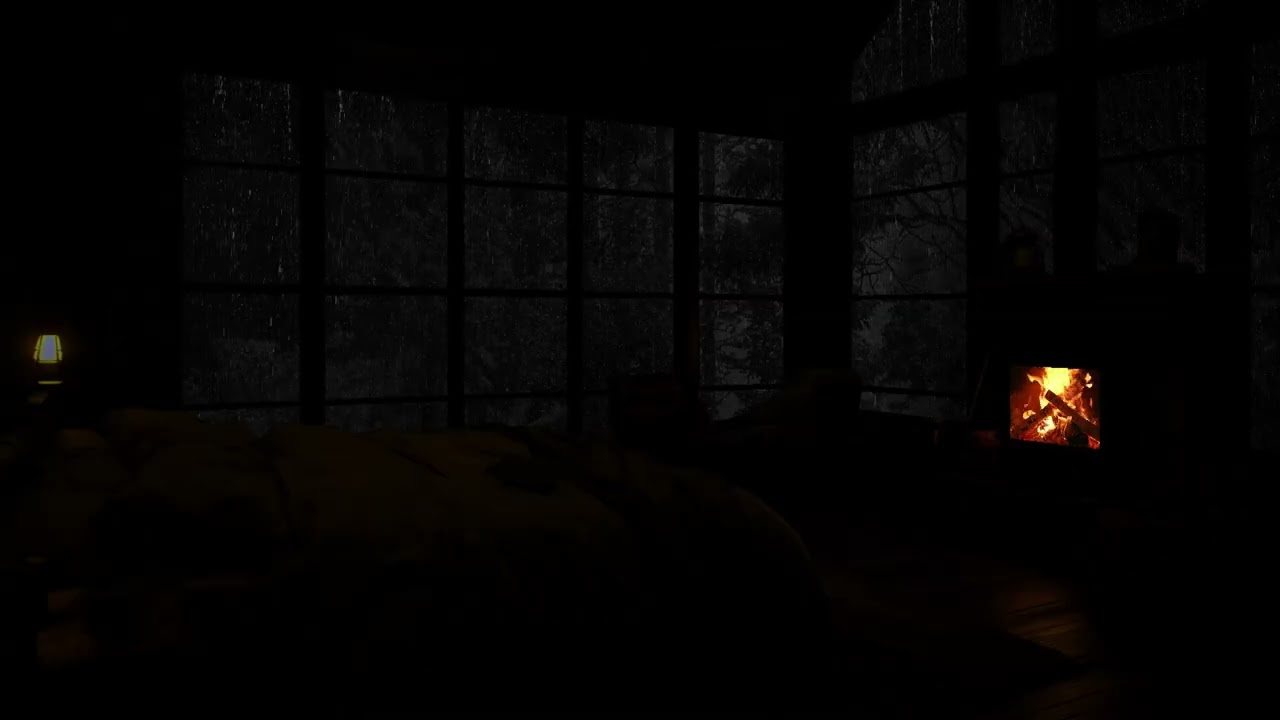 Sleep Meditation: Rain & Fireplace Sounds for Deep Relaxation and Focus 🌧️🔥
