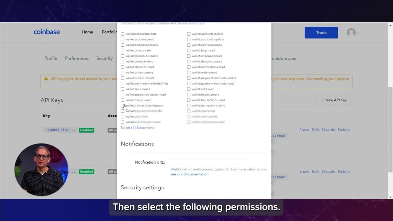 Coinbase - Generating API keys - YouTube