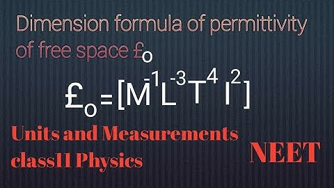 Dimension formula of permittivity of free space.Units and Measurements.class11 physics .NEET
