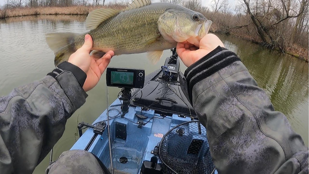 Rainy spring day bass fishing at Indian lake