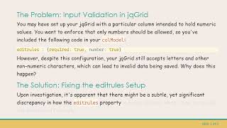Resolving the JqGrid editrules number true does not work Issue for Numeric Fields