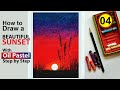 How to Draw a Easy Scenery of Sunset_04 | Scenery with Oil Pastel Tutorial for beginners