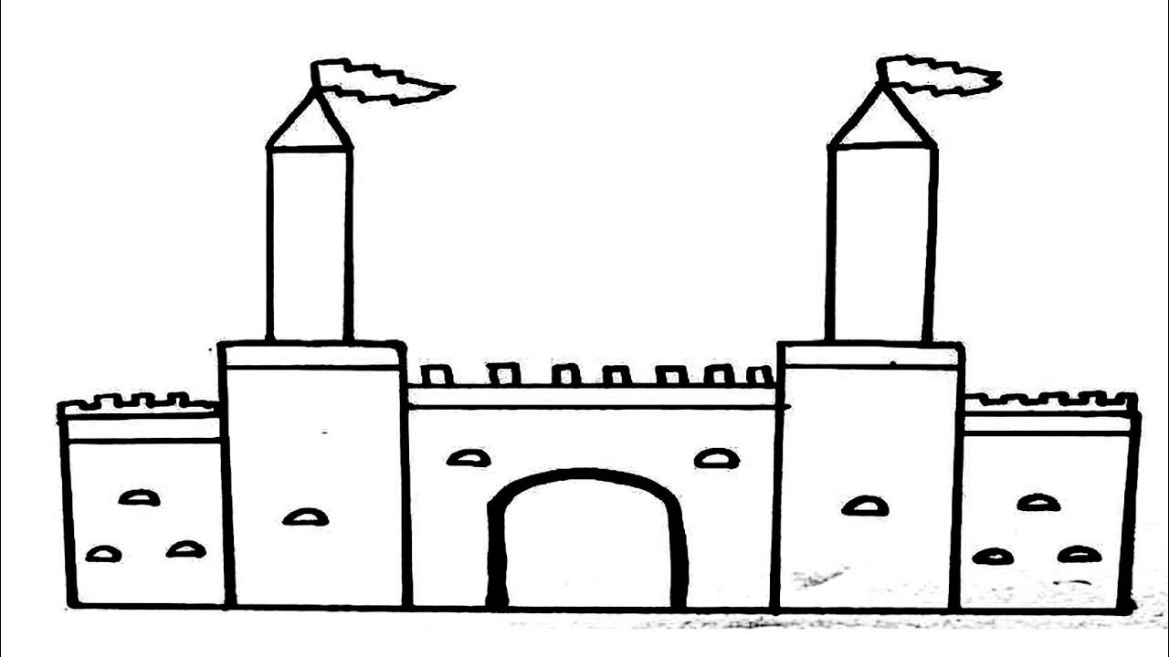 Drawing sketch gwalior fort in madhya pradesh Vector Image