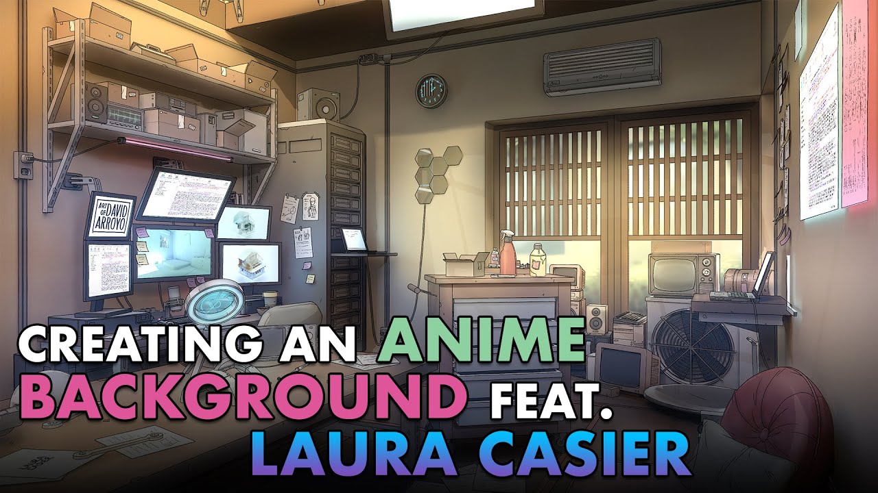 Anime Classroom Painting - Photoshop + Blender3D 