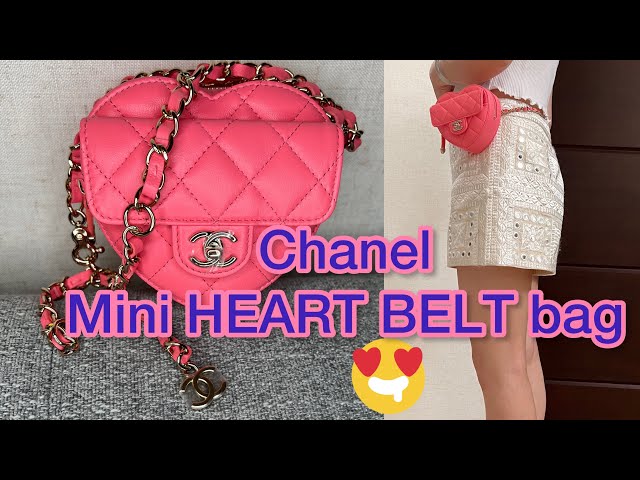 Chanel Heart Mini Belt Bag, Black Lambskin with Gold Hardware, New in Box  WA001