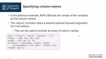 MATLAB Data Types: Table Arrays and Cell Arrays