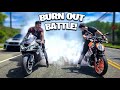 LITTLE BROTHER CALLS ME TO A BURN OUT CONTEST ! | BRAAP VLOGS
