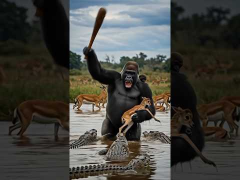 'You Won’t Believe What This Gorilla Did to the Crocodiles! 🦍🐊 #WildlifeRescue #AnimalFight #Nature'