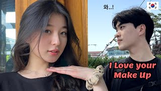 GRWM for a Date! | Korean Boyfriend speaking Danish | Make Up Tutorial \& Couple café Vlog in Seoul