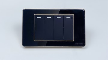 Công Tắc 4 Nút Màu Đen Viền Vàng Mặt Nhựa 1 Chiều Và 2 Chiều Chính hãng Tenko TK-C2-04 ITenko.com.vn