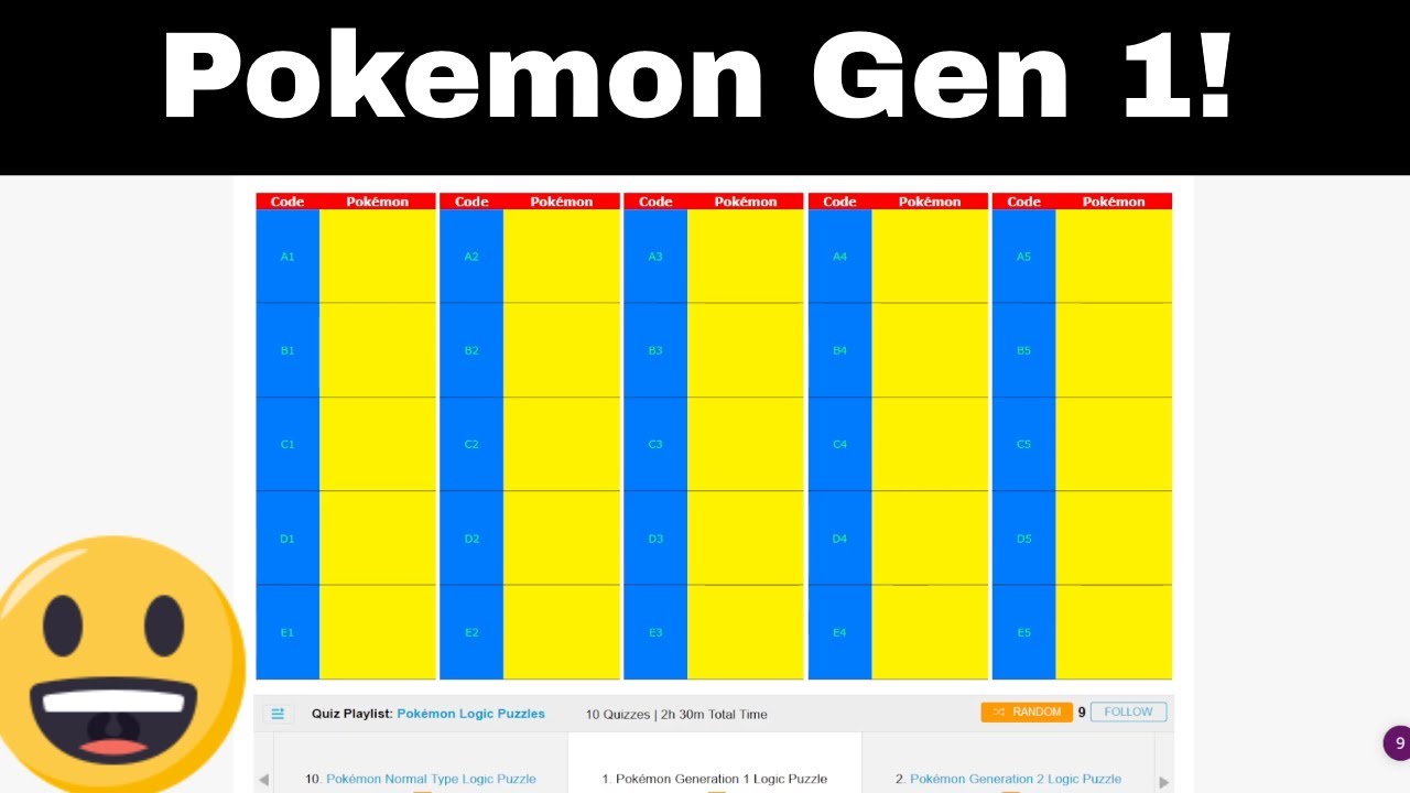 Another Pokemon Gen 1 Logic Quiz!!! (Sporcle Quizzes)