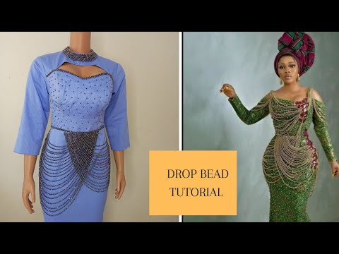 Drop bead tutorial. How to bead a dress. #beading #beadedwork #beads