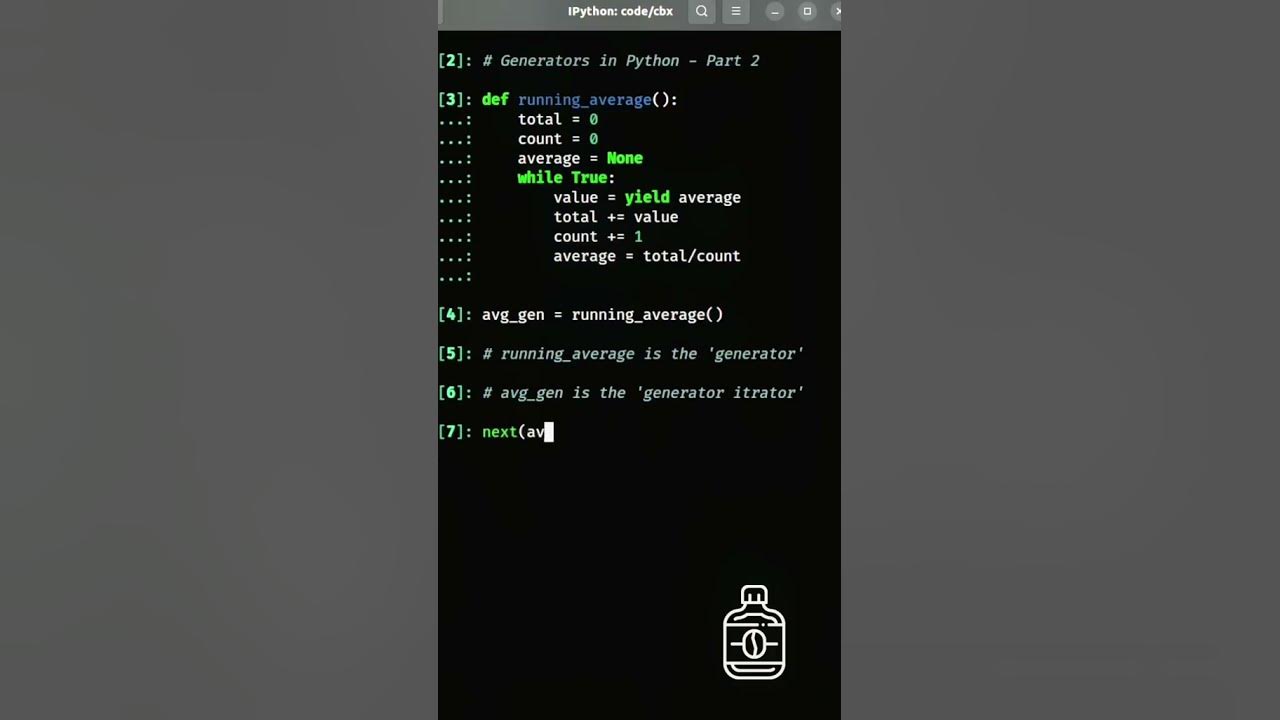 Generators in Python Using Send and Yield Running Average Generator
