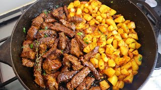 Steak And Potatoes Step By Step | Must Try Steak Bites | Pan Fried Potatoes | Garlic Butter Steak