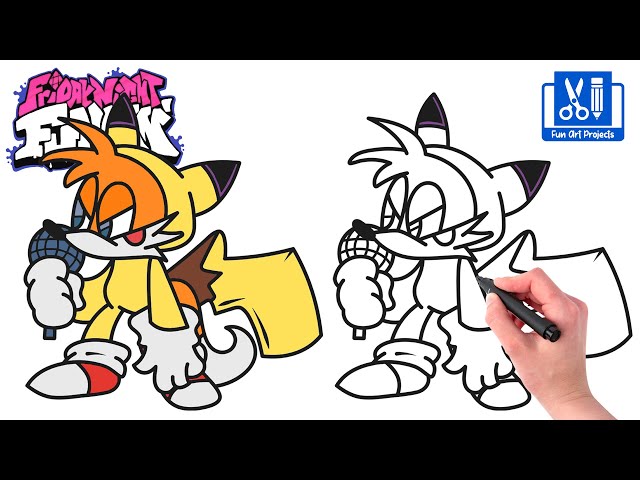 How to draw Tails - FNF: Tails' Halloween - Sketchok easy drawing guides