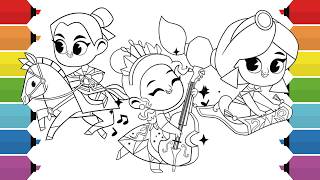 Coloring Disney Princess Coloring Pages | Princesses Jasmine Mulan Tiana