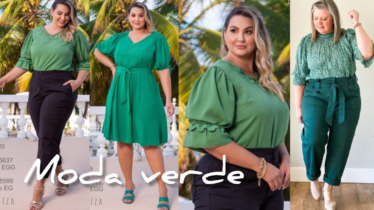 MODA USANDO EL COLOR VERDE LOOKS PARA MUJERES GORDITAS MODA 2022 - YouTube