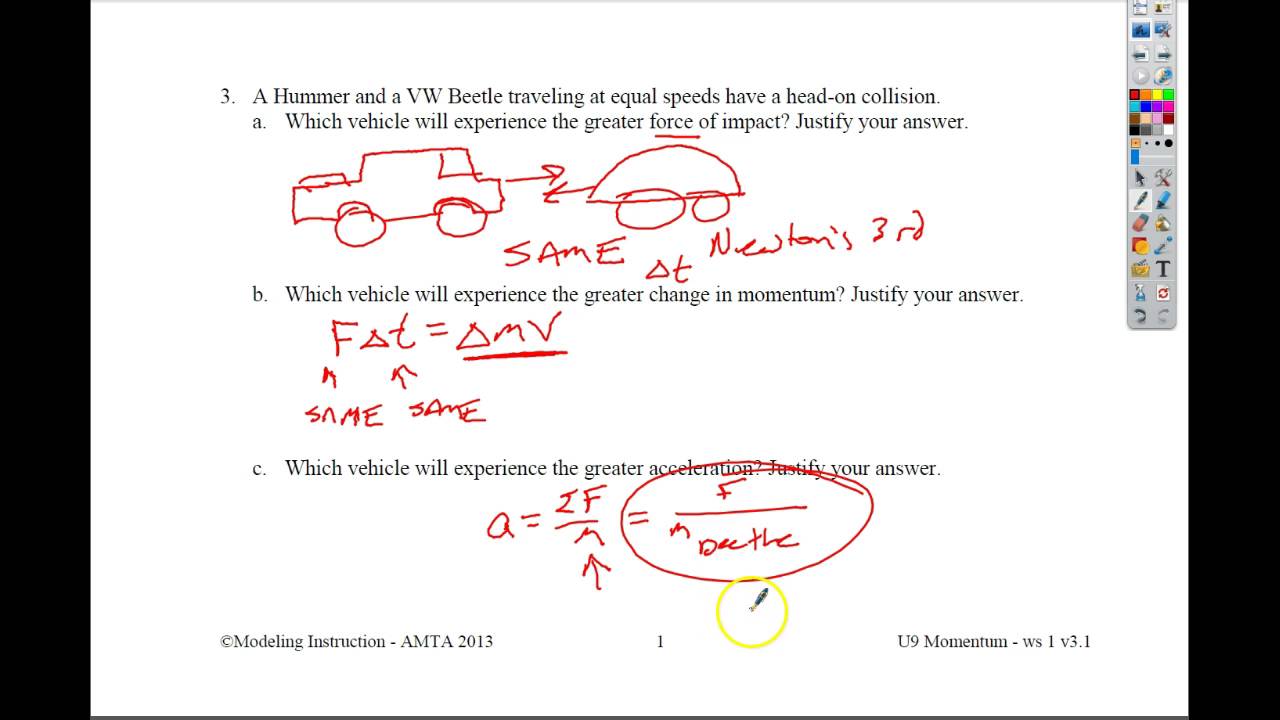 Qualitative Impulse-Momentum WS Regarding Momentum Worksheet Answer Key